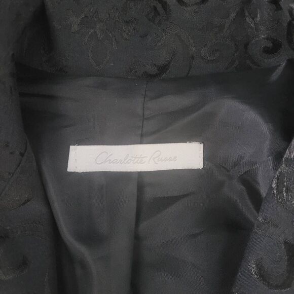 Vtg 90s Charlotte Russe Jacquard Black Jacket Sz 5/6 Button Front Goth Vampire - Picture 6 of 10